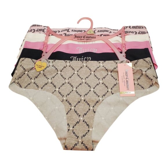 Juicy Couture Other - NEW Juicy Couture SZ L 5 Pack Bikini No Panty Lines Panties Underwear Pink Black
